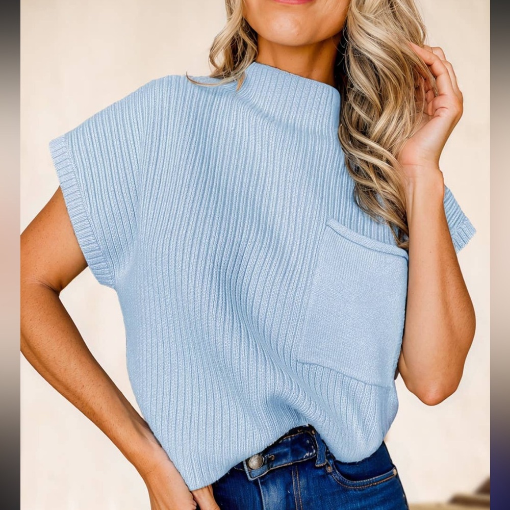 Cozy Mock Cowl Neck Dolman Sleeve Knit Sweater Top - Picture 4 of 6